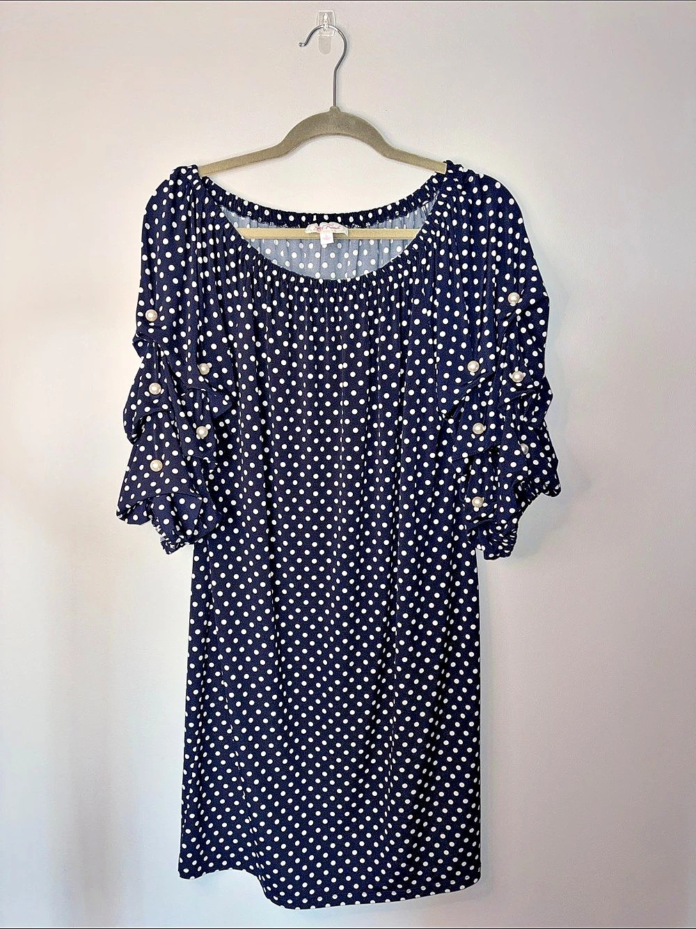 Lily Road Polka Dot Ruffle Sleeve Mini Dress Size Large Like New